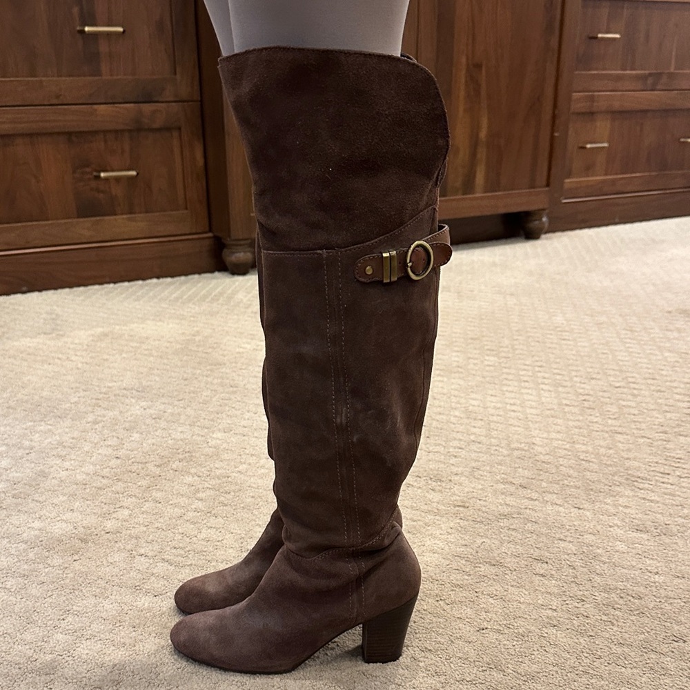 Nicole Chocolate Over the Knee Suede Boots